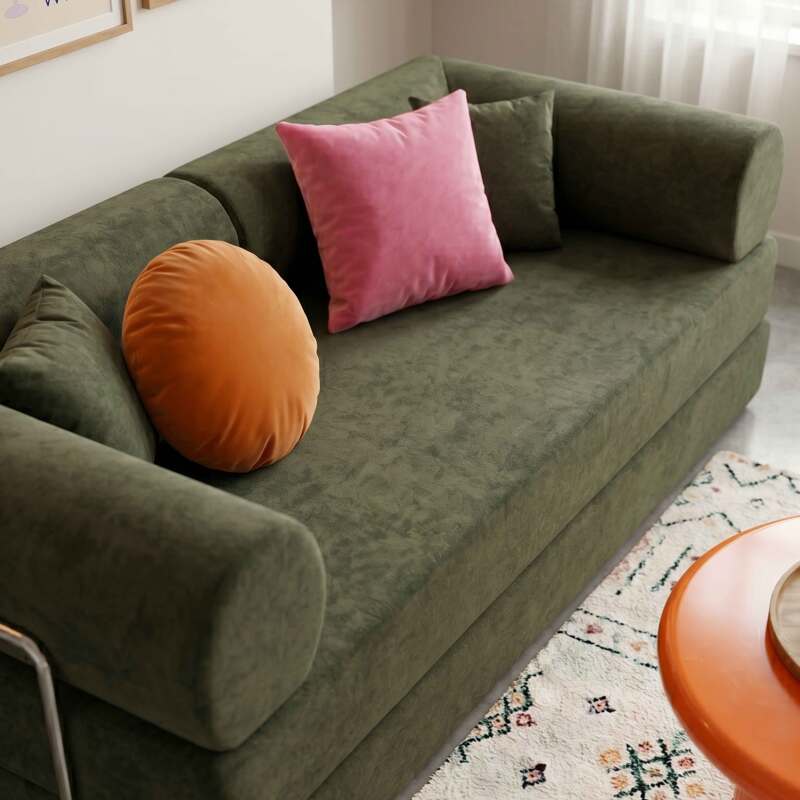 Schlafsofa 2-Sitzer aus Stoff mit modularen Kissen (2/8)