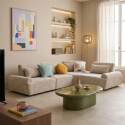 Modulares Ecksofa 4-Sitzer aus Stoff mit Kissen verstellbare Rückenlehne