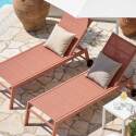 Sonnenliegen aus Aluminium und Textilene 5-fach verstellbar mit Rollen - 2er-Set