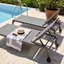 Sonnenliegen aus Aluminium und Textilene 5-fach verstellbar mit Rollen - 2er-Set