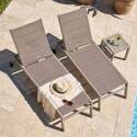 Sonnenliegen aus Aluminium und Textilene 5-fach verstellbar mit Rollen - 2er-Set