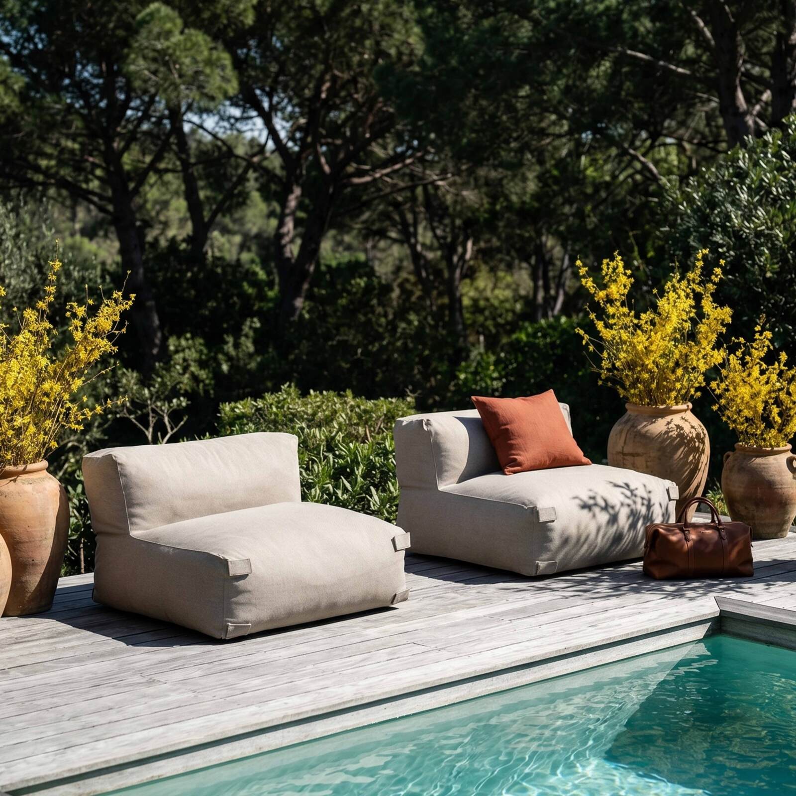 Modulare Gartenmöbel für 2 Personen bestehend aus 2 Stühlen