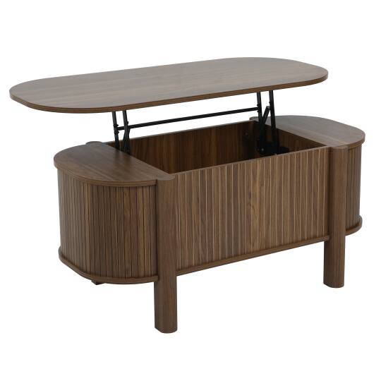Couchtisch oval, höhenverstellbar, in Holzoptik, 100x48 cm | Oviala