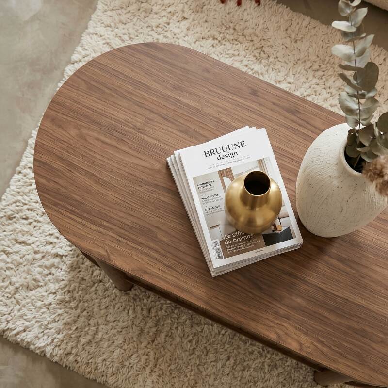 Couchtisch oval, höhenverstellbar, in Holzoptik, 100x48 cm (3/7)