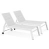 Sonnenliegen aus Aluminium und Textilene 5-fach verstellbar mit Rollen - 2er-Set