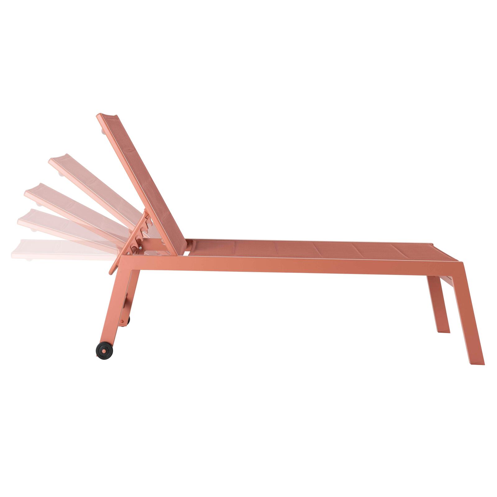 Set aus 2 Sonnenliegestühlen mit Rädern, 5-fach verstellbar 