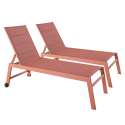 Set aus 2 Sonnenliegestühlen mit Rädern, 5-fach verstellbar 
