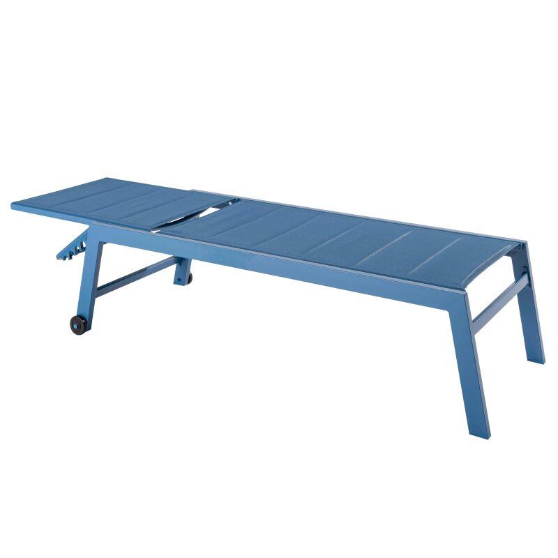 Set aus 2 Sonnenliegestühlen mit Rädern, 5-fach verstellbar 