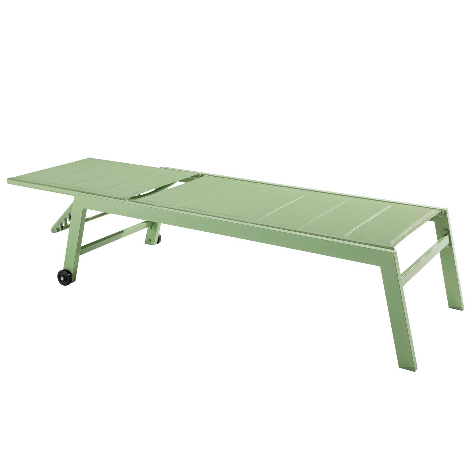 Set aus 2 Sonnenliegestühlen mit Rädern, 5-fach verstellbar 