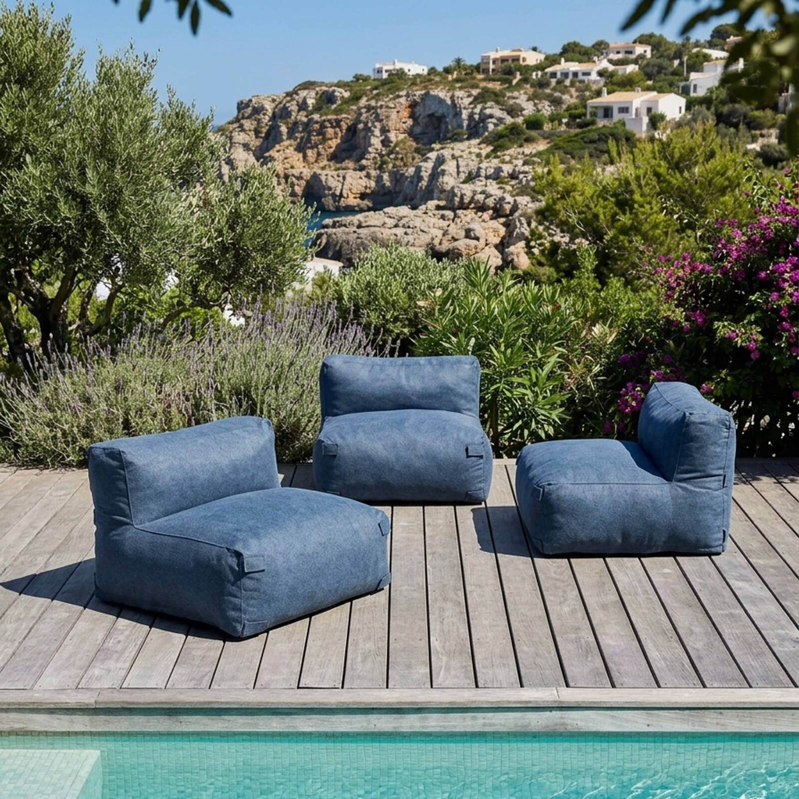 Modulare Gartenmöbel für 3 Personen bestehend aus 3 Stühlen