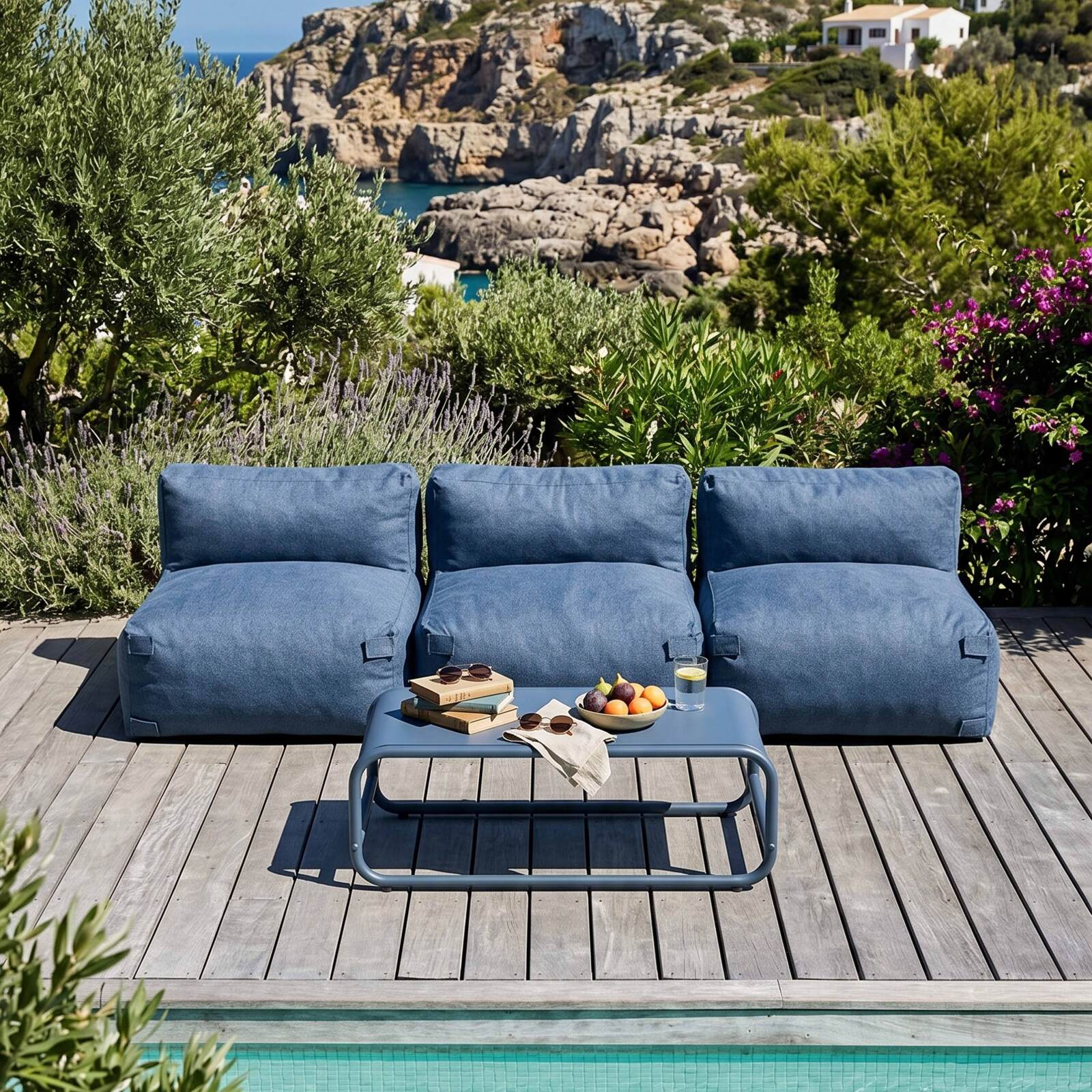 Modulare Gartenmöbel für 3 Personen bestehend aus 3 Stühlen