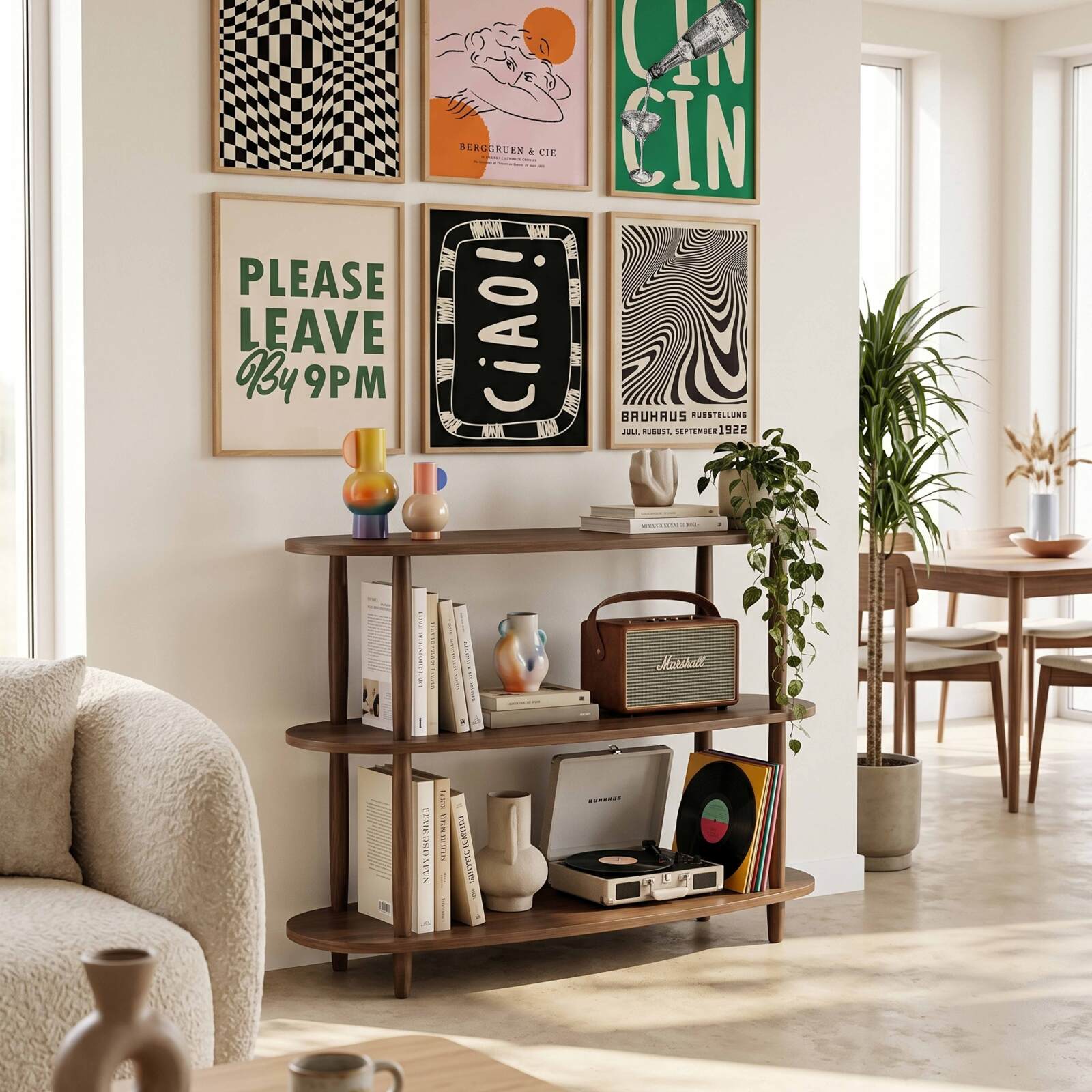 Hohes Regal in Holzoptik, 120x145 cm