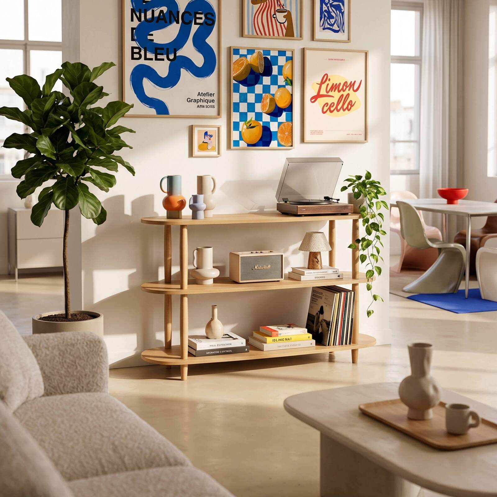 Hohes Regal in Holzoptik, 120x145 cm