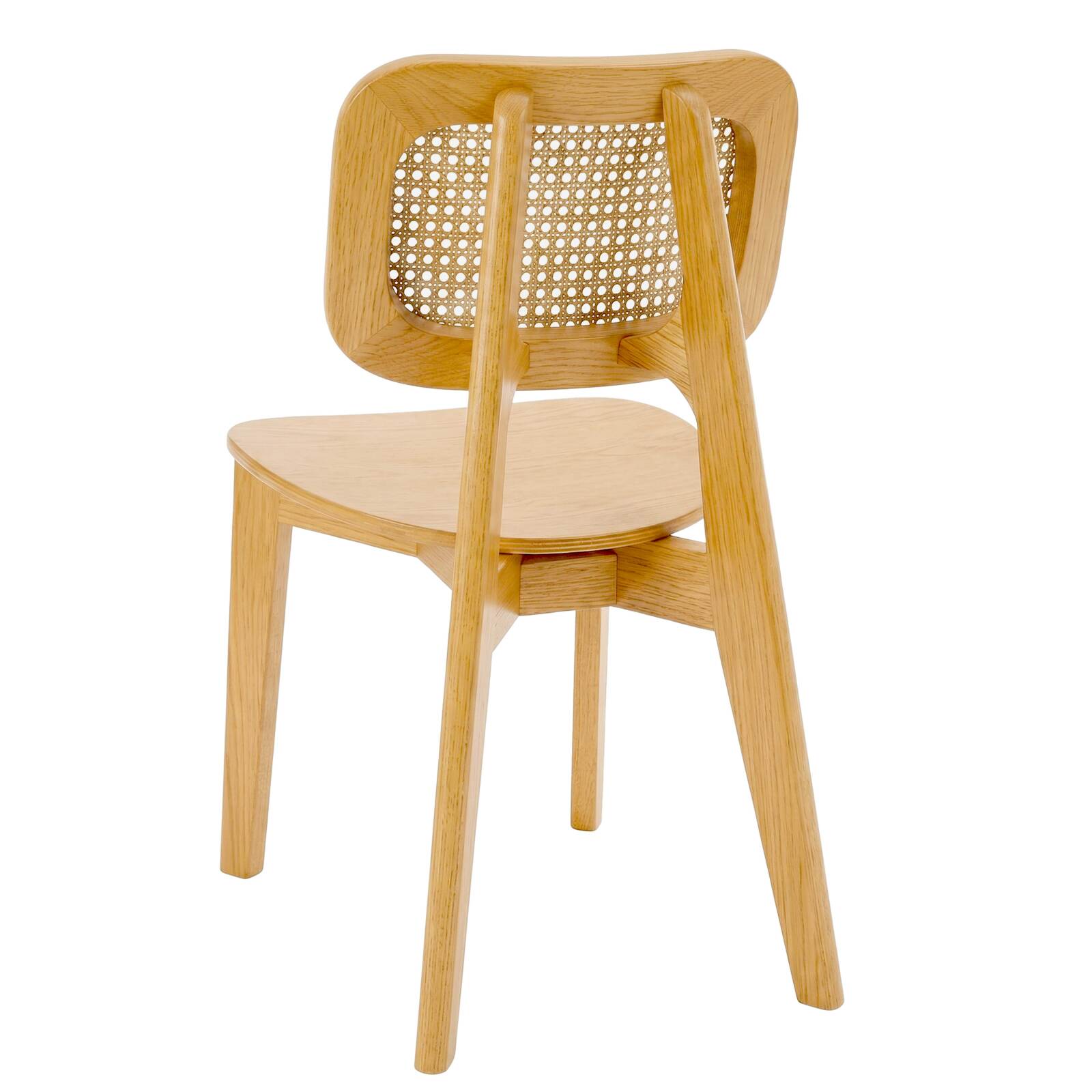 Stühle aus Ulmenholz und natürlichem Rattan mit Rückenlehne im Rohrgeflecht-Stil - 2er-Set