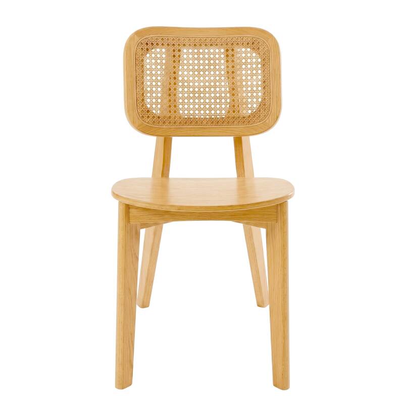 Stühle aus Ulmenholz und natürlichem Rattan mit Rückenlehne im Rohrgeflecht-Stil - 2er-Set (5/7)