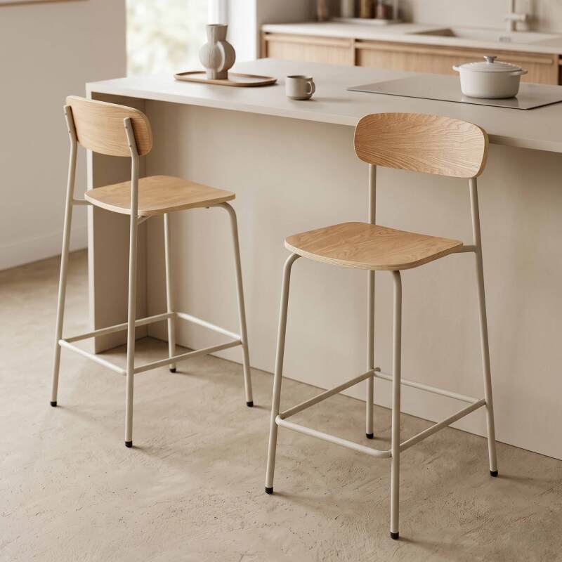 Barstühle aus Holz und Metall - 2er-Set