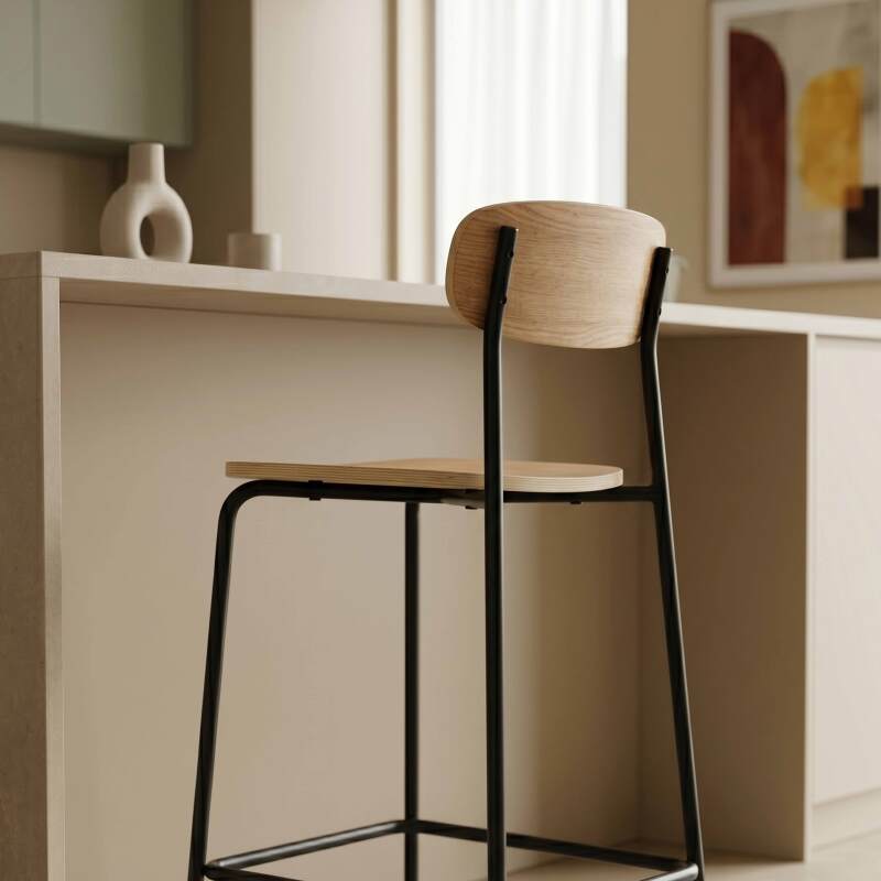 Barstühle aus Holz und Metall - 2er-Set (7/9)