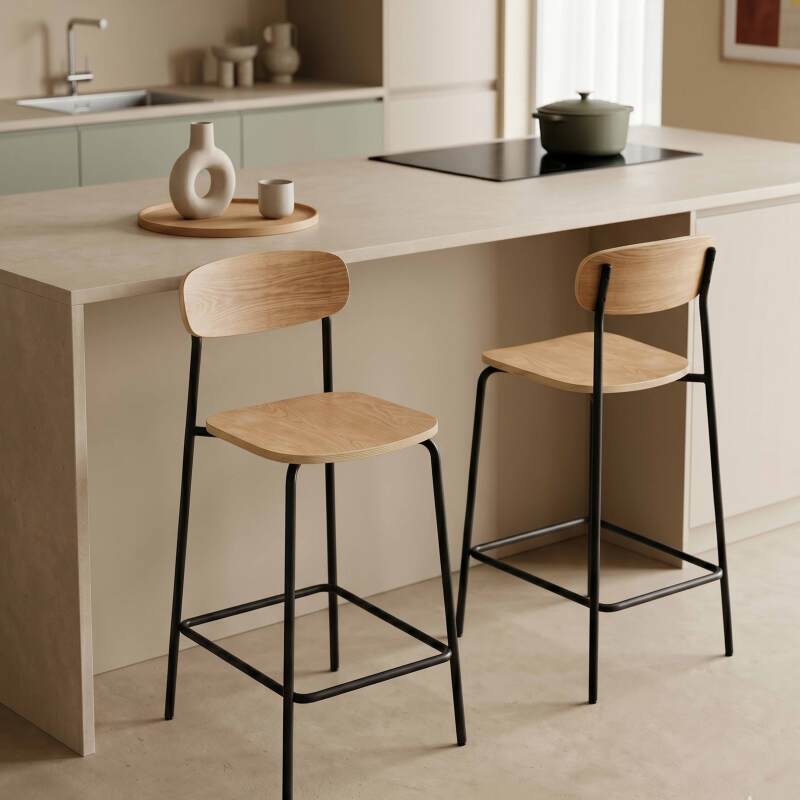 Barstühle aus Holz und Metall - 2er-Set (6/9)