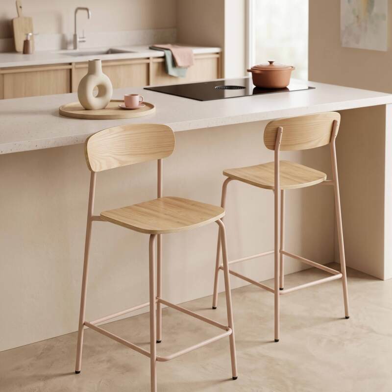 Barstühle aus Holz und Metall - 2er-Set (7/8)