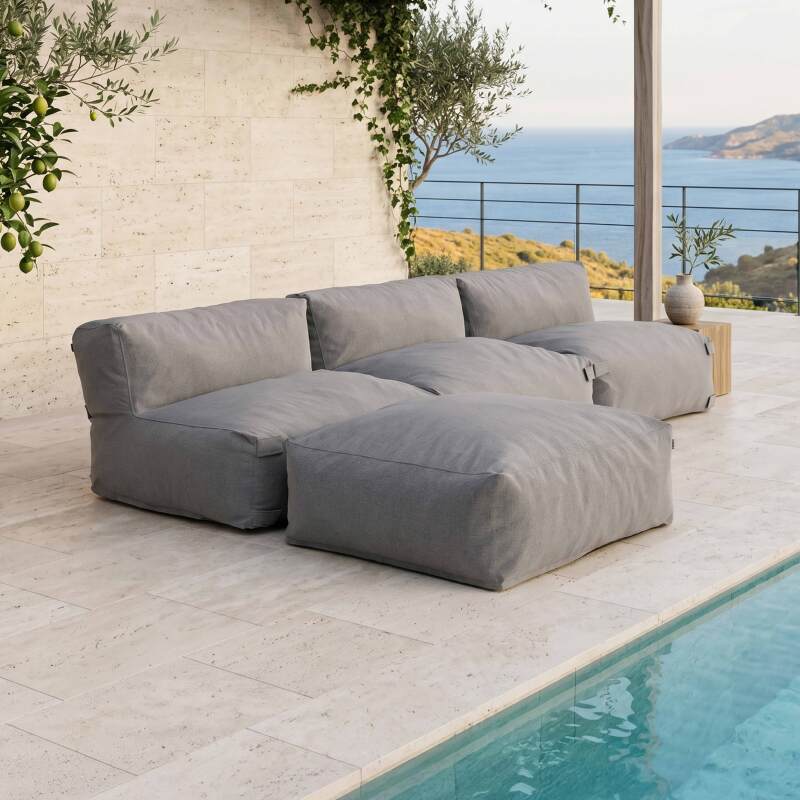 Modulare Gartenmöbel für 4 Personen bestehend aus 3 Sesseln und 1 Sitzsack (5/7)