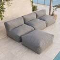 Modulare Gartenmöbel für 4 Personen bestehend aus 3 Sesseln und 1 Sitzsack
