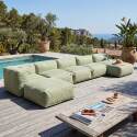 Modulare Gartenmöbel für 6 Personen bestehend aus 3 Kaminstühlen, 1 Ecksessel, 1 Chaiselongue und 1 Sitzsack