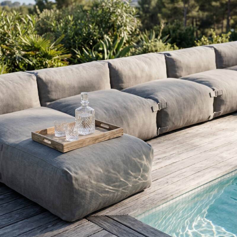 Modulare Gartenmöbel für 7 Personen bestehend aus 5 Sesseln und 2 Chaiselongues (3/7)
