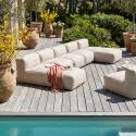 Modulare Gartenmöbel für 7 Personen bestehend aus 5 Sesseln und 2 Chaiselongues