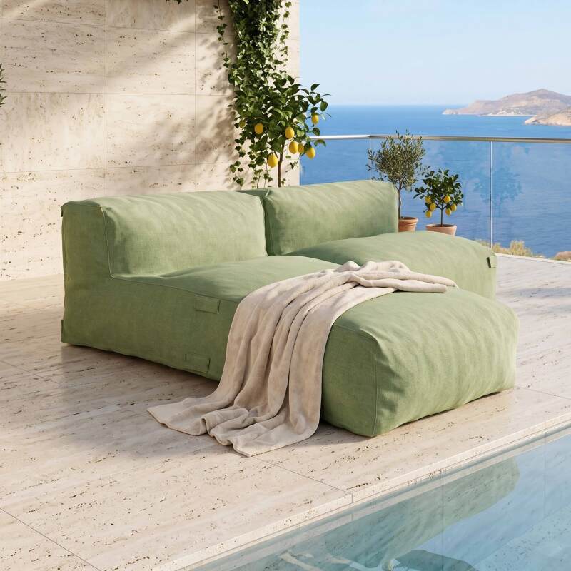 Modulare Gartenmöbel für 2 Personen bestehend aus 1 Sessel und 1 Chaiselongue - Lifestyle