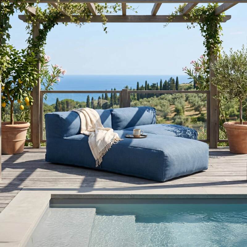 Modulare Gartenmöbel für 2 Personen bestehend aus 1 Sessel und 1 Chaiselongue - Lifestyle
