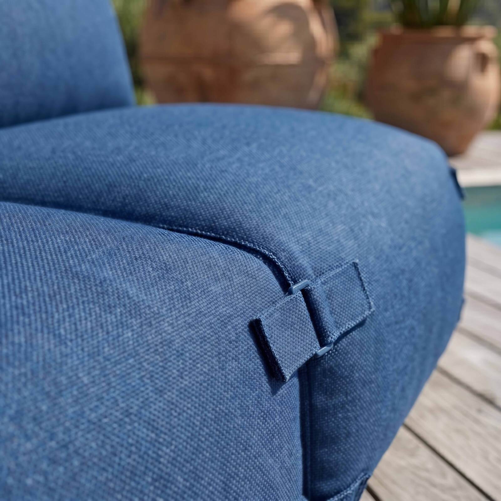 Modulare Gartenmöbel für 3 Personen bestehend aus 2 Sesseln und 1 Chaiselongue