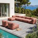 Modulare Gartenmöbel für 8 Personen bestehend aus 5 Sesseln, 2 Ecksesseln und 1 Sitzsack