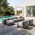 Modulare Gartenmöbel für 8 Personen bestehend aus 5 Sesseln, 2 Ecksesseln und 1 Sitzsack