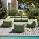 Modulare Gartenmöbel für 8 Personen bestehend aus 5 Sesseln, 2 Ecksesseln und 1 Sitzsack