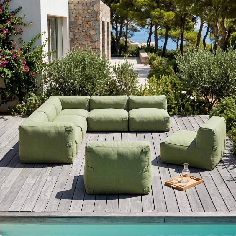 Modulare Gartenmöbel für 8 Personen bestehend aus 5 Sesseln, 2 Ecksesseln und 1 Sitzsack (2/7)