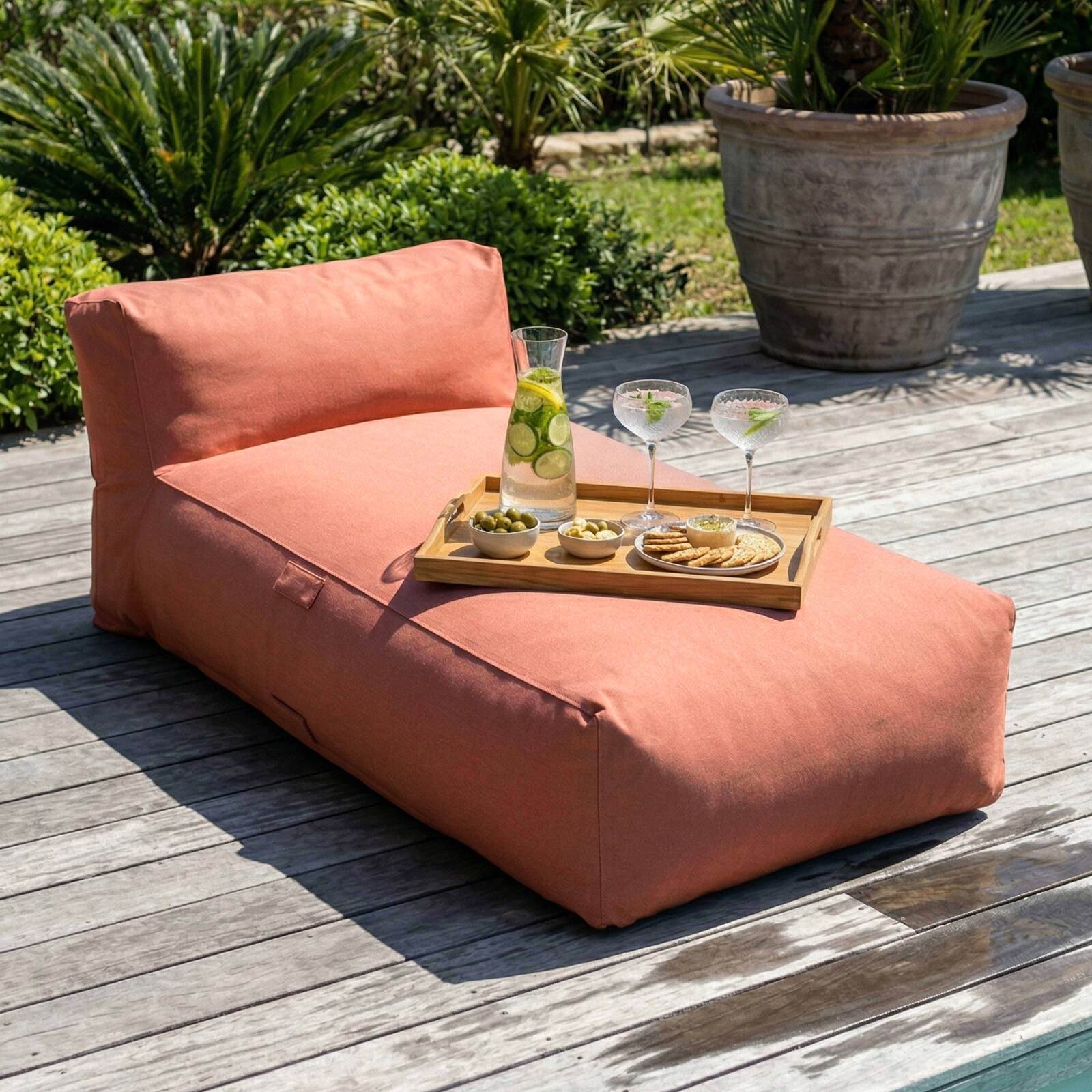 Modulare Gartenmöbel für 3 Personen bestehend aus 2 Sesseln und 1 Chaiselongue