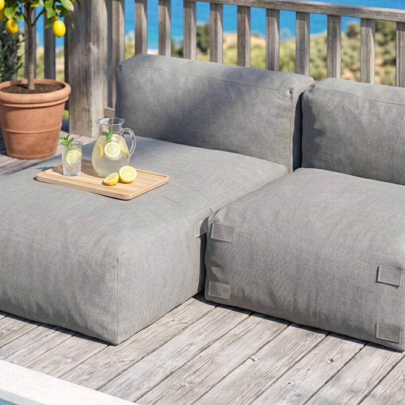 Modulare Gartenmöbel für 2 Personen bestehend aus 1 Sessel und 1 Chaiselongue (6/7)