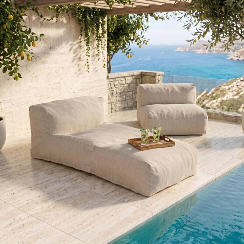 Modulare Gartenmöbel für 2 Personen bestehend aus 1 Sessel und 1 Chaiselongue (6/7)