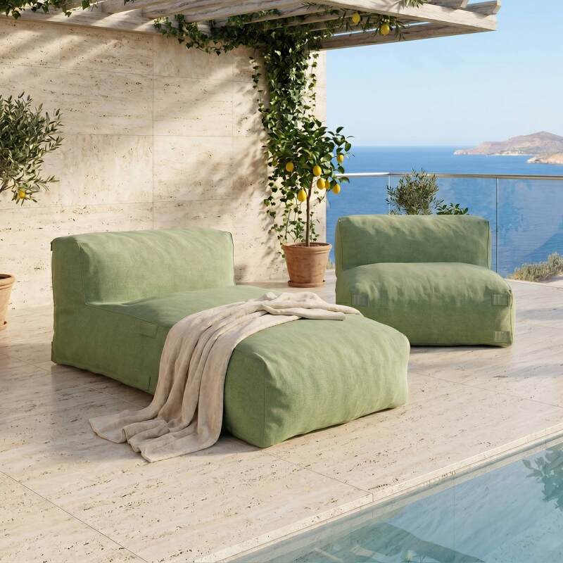 Modulare Gartenmöbel für 2 Personen bestehend aus 1 Sessel und 1 Chaiselongue (6/7)