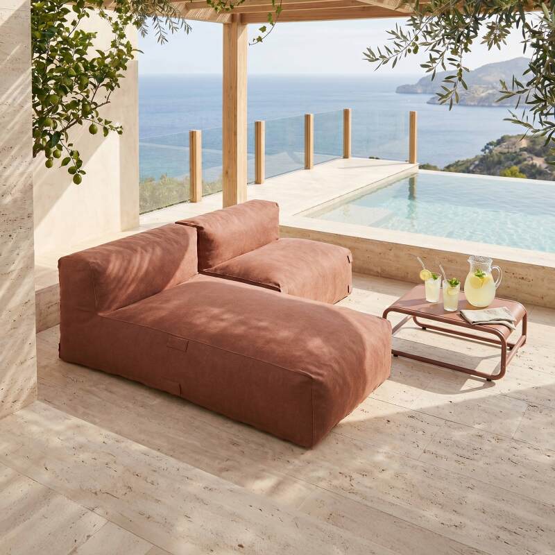 Modulare Gartenmöbel für 2 Personen bestehend aus 1 Sessel und 1 Chaiselongue - Lifestyle