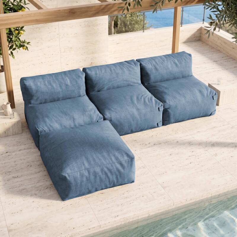 Modulare Gartenmöbel für 4 Personen bestehend aus 3 Sesseln und 1 Sitzsack (2/6)