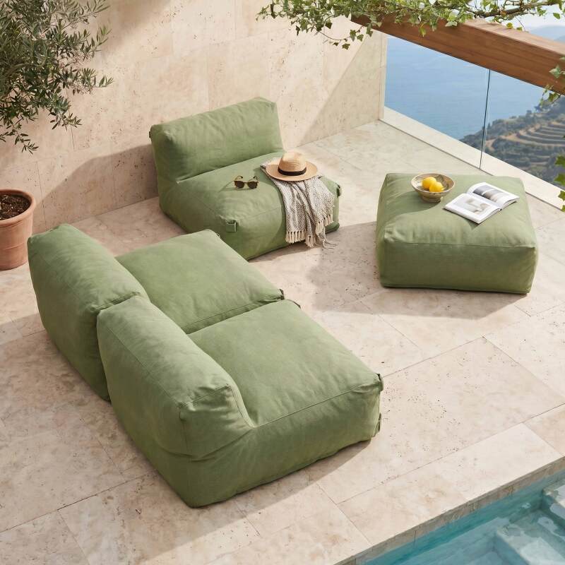 Modulare Gartenmöbel für 4 Personen bestehend aus 3 Sesseln und 1 Sitzsack (2/5)