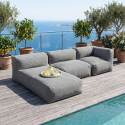 Modulare Gartenmöbel für 3 Personen bestehend aus 1 Kaminsessel, 1 Ecksessel und 1 Chaiselongue - Lifestyle