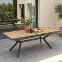 Ausziehbarer Gartentisch aus Aluminium und Holzoptik 8 bis 10 Personen 187/250x90 cm