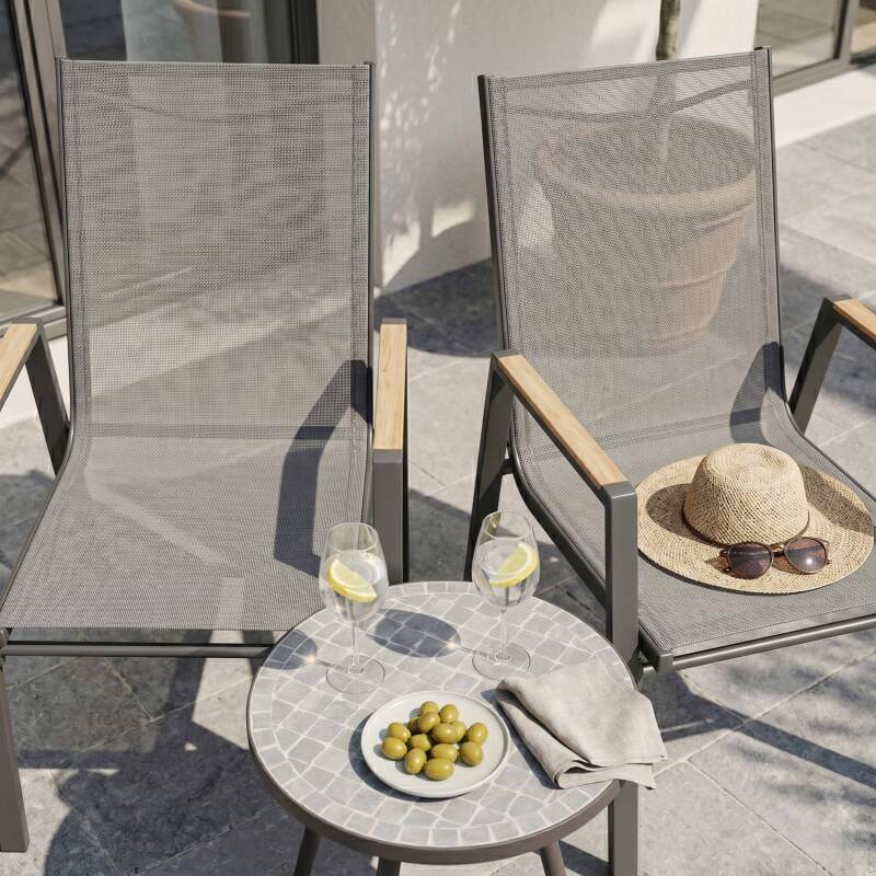 Gartenstühle aus Aluminium und Textilene mit Armlehnen - 2er-Set (2/7)