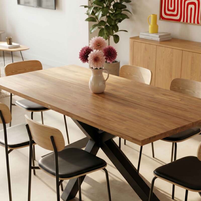 Esstisch aus Aluminium und Akazienholz, für 8 Personen (4/8)
