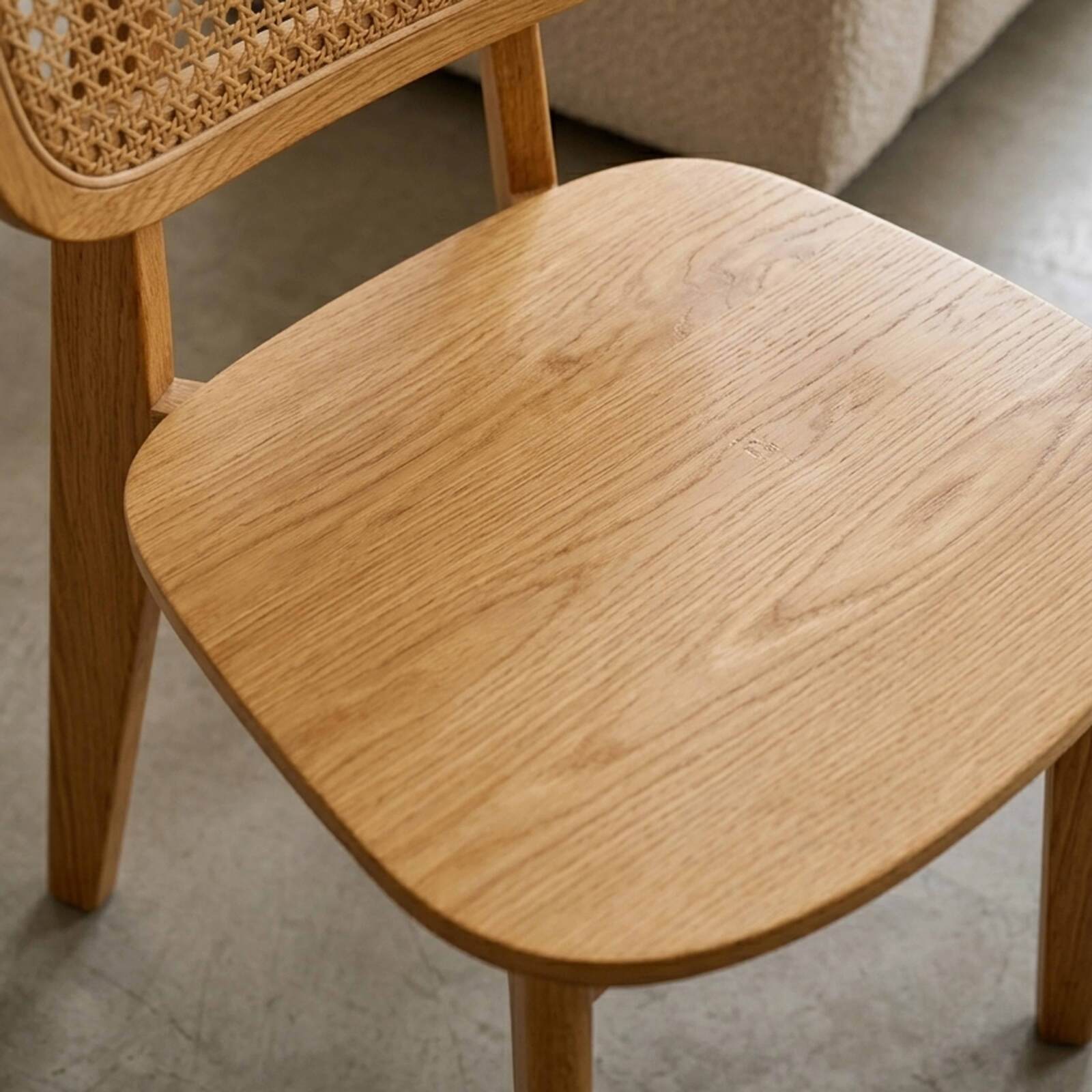 Stühle aus Ulmenholz und natürlichem Rattan mit Rückenlehne im Rohrgeflecht-Stil - 2er-Set