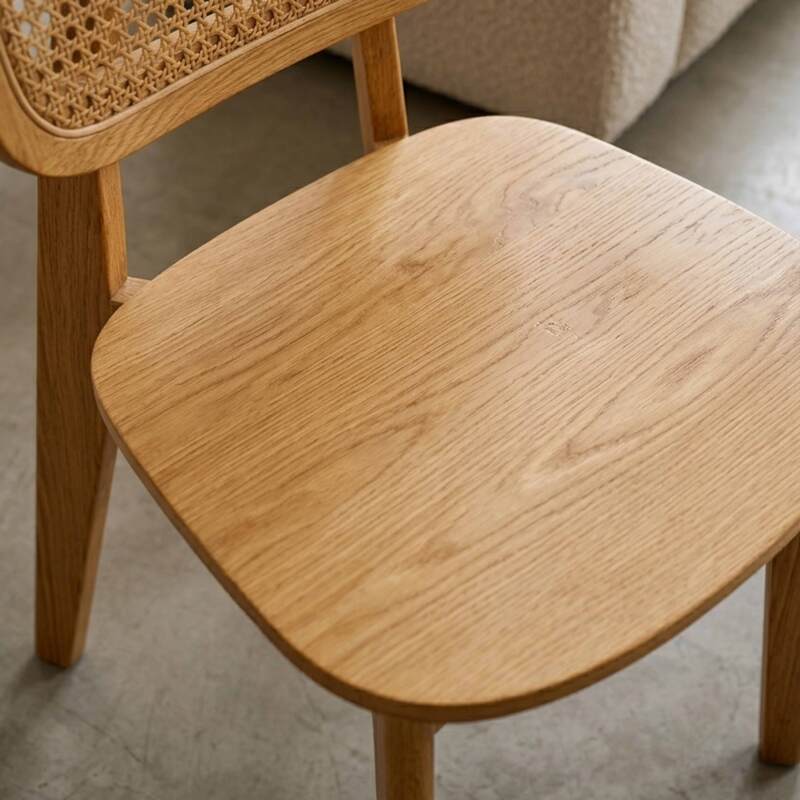 Stühle aus Ulmenholz und natürlichem Rattan mit Rückenlehne im Rohrgeflecht-Stil - 2er-Set (2/7)