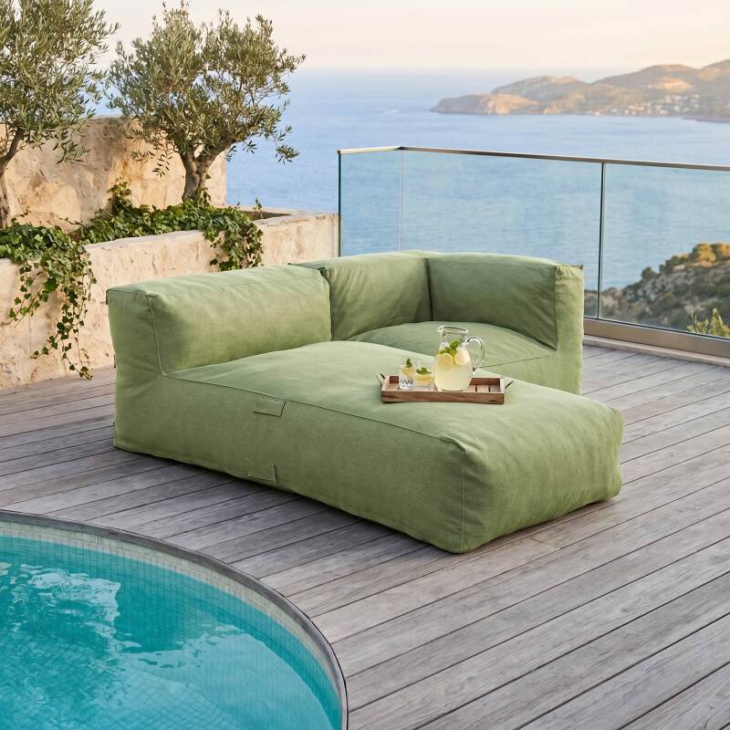 Modulare Gartenmöbel für 2 Personen bestehend aus 1 Ecksessel und 1 Chaiselongue - Lifestyle