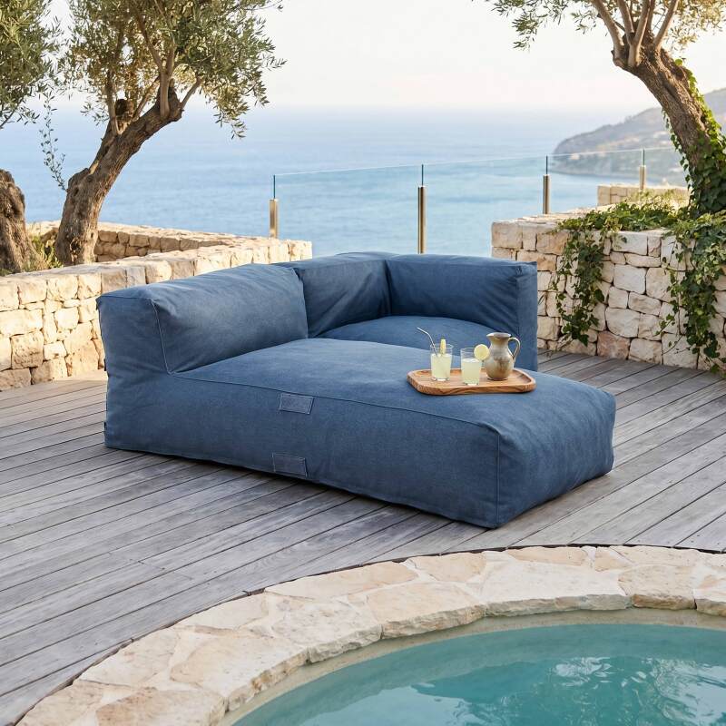 Modulare Gartenmöbel für 2 Personen bestehend aus 1 Ecksessel und 1 Chaiselongue - Lifestyle